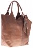 Kožené kabelka shopper bag Genuine Leather zemitá 555